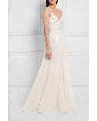 Robe de soirée en chiffon ornée blanche Temperley London