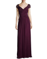 Robe de soirée en chiffon pourpre foncé