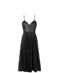 Robe de soirée en cuir plissée noire