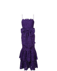 Robe de soirée en dentelle à volants violette