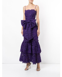 Robe de soirée en dentelle à volants violette Bambah