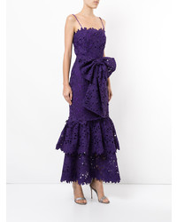 Robe de soirée en dentelle à volants violette Bambah