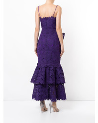 Robe de soirée en dentelle à volants violette Bambah