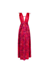 Robe de soirée en dentelle imprimée fuchsia