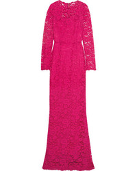 Robe de soirée en dentelle ornée fuchsia Dolce & Gabbana