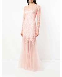 Robe de soirée en dentelle rose Tadashi Shoji