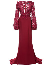 Robe de soirée en dentelle rouge J. Mendel