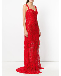 Robe de soirée en dentelle rouge Ermanno Scervino