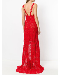 Robe de soirée en dentelle rouge Ermanno Scervino