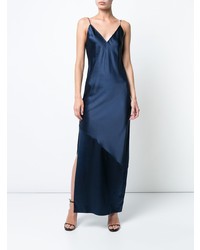 Robe de soirée en satin bleu marine Fleur Du Mal