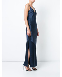 Robe de soirée en satin bleu marine Fleur Du Mal