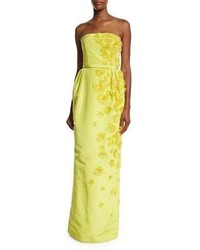 Robe de soirée en satin chartreuse