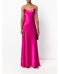 Robe de soirée en satin fuchsia Galvan