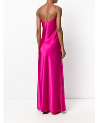 Robe de soirée en satin fuchsia Galvan