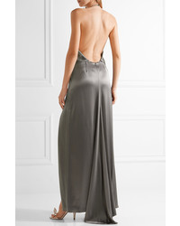 Robe de soirée en satin gris foncé Halston