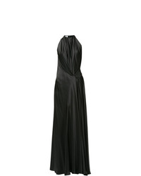 Robe de soirée en satin plissée noire Bianca Spender
