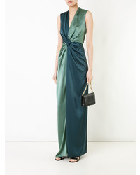 Robe de soirée en satin vert foncé Paule Ka