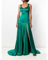 Robe de soirée en satin verte Parlor