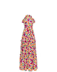 Robe de soirée en soie à fleurs multicolore Borgo De Nor