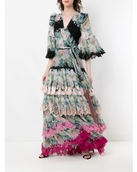 Robe de soirée en soie à fleurs multicolore Dolce & Gabbana
