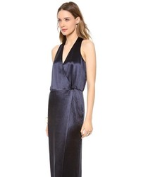 Robe de soirée en soie bleu marine Tibi