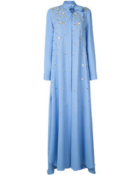 Robe de soirée en soie brodée bleu clair Carolina Herrera
