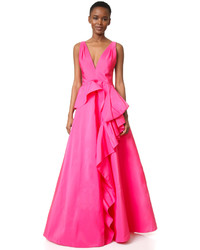 Robe de soirée en soie fuchsia Marchesa