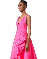 Robe de soirée en soie fuchsia Marchesa