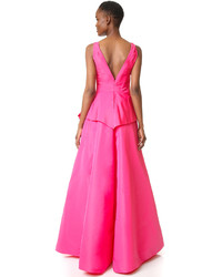 Robe de soirée en soie fuchsia Marchesa