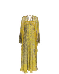 Robe de soirée en soie imprimée cachemire jaune Etro