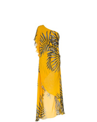 Robe de soirée en soie imprimée jaune Johanna Ortiz