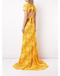 Robe de soirée en soie imprimée jaune Carolina Herrera