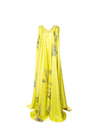 Robe de soirée en soie imprimée jaune Vionnet