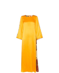 Robe de soirée en soie imprimée orange Rianna + Nina