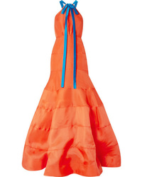 Robe de soirée en soie orange