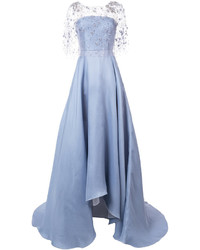 Robe de soirée en soie ornée bleu clair