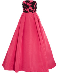 Robe de soirée en soie ornée fuchsia