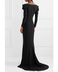 Robe de soirée en soie ornée noire Reem Acra