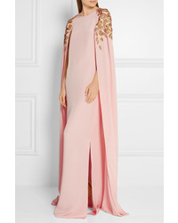 Robe de soirée en soie ornée rose Oscar de la Renta