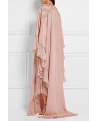 Robe de soirée en soie ornée rose Oscar de la Renta