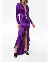 Robe de soirée en soie ornée violette Alessandra Rich
