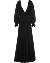 Robe de soirée en soie plissée noire Victoria Beckham