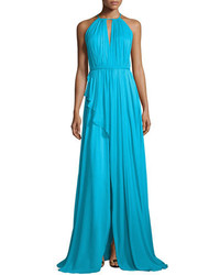 Robe de soirée en soie turquoise