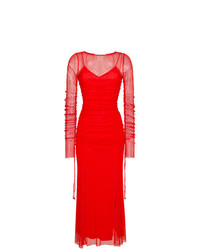Robe de soirée en tulle à franges rouge Dvf Diane Von Furstenberg