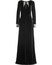 Robe de soirée en velours ornée noire Roberto Cavalli