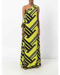 Robe de soirée imprimée chartreuse MSGM