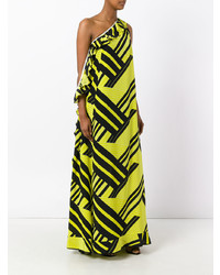 Robe de soirée imprimée chartreuse MSGM