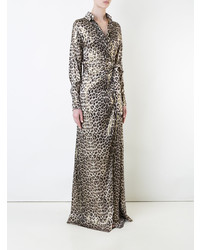 Robe de soirée imprimée léopard marron Alexandre Vauthier