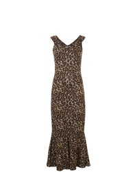 Robe de soirée imprimée léopard marron Rosetta Getty
