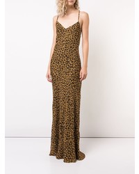 Robe de soirée imprimée léopard moutarde Michelle Mason